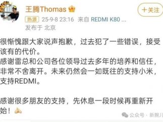 小米短剧《时空合伙人》饰演低调霸总的小米市场总经理王腾被开除