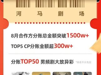 河马剧场8月份合作方总分账超1500万