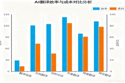 AI翻译效率与成本对比双柱图